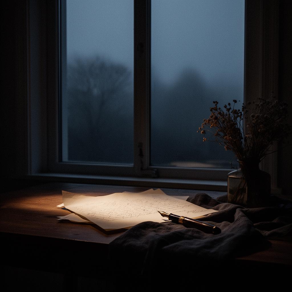 A calligraphy pen resting by a sunlit window — quiet, unhurried focus